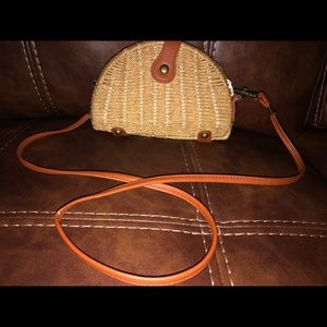 Semicircle straw cross body bag